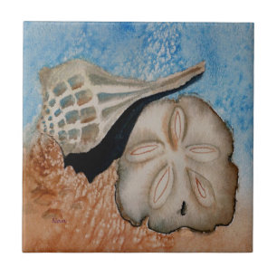 Carreau Deux coquillages marins de l'Ocean Tile