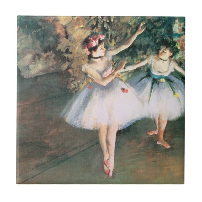 Carreau Deux danseuses sur une scène par Edgar Degas, Art  (Devant)