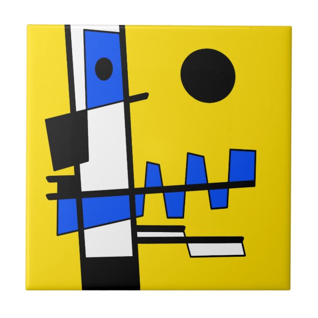 Carreau Deux Faces De L'ethnicité Jaune Bleu Noir Blanc (Devant)