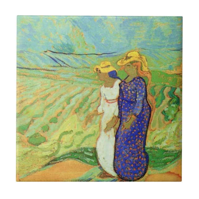 Carreau Deux femmes traversant les champs par Vincent van  (Devant)