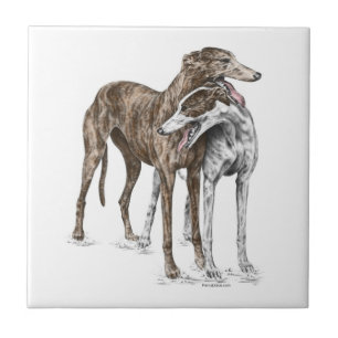 Carreau Deux Greyhound Friends Dog Art