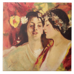 Carreau Deux muses du printemps (par Stefan Luchian)