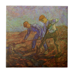 Carreau Deux paysans creuser par Vincent van Gogh