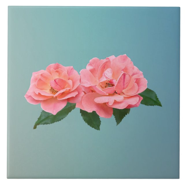 Carreau Deux Roses Roses Roses Roses Roses Délicates (Devant)
