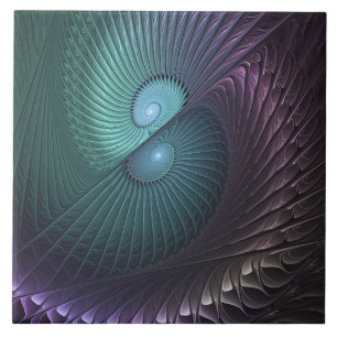 Carreau Deux spirales colorées Art fractal abstrait modern