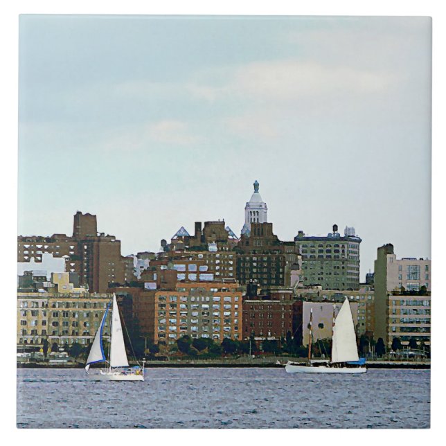 Carreau Deux voiliers contre Manhattan Skyline (Devant)