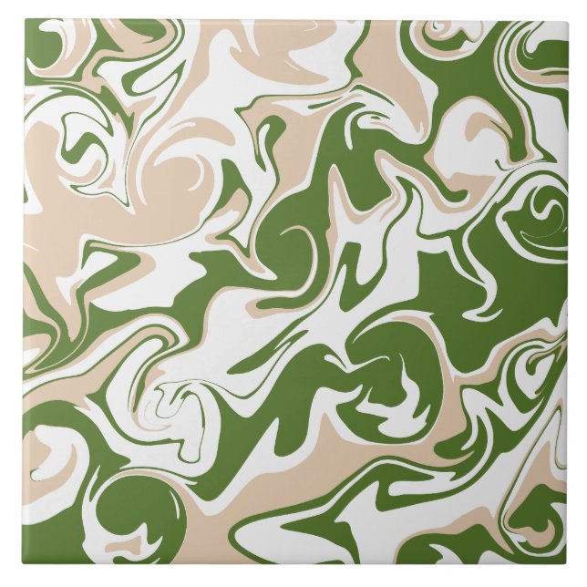 Carreau Déversement - Blanc, Sable et Palm Green (Devant)