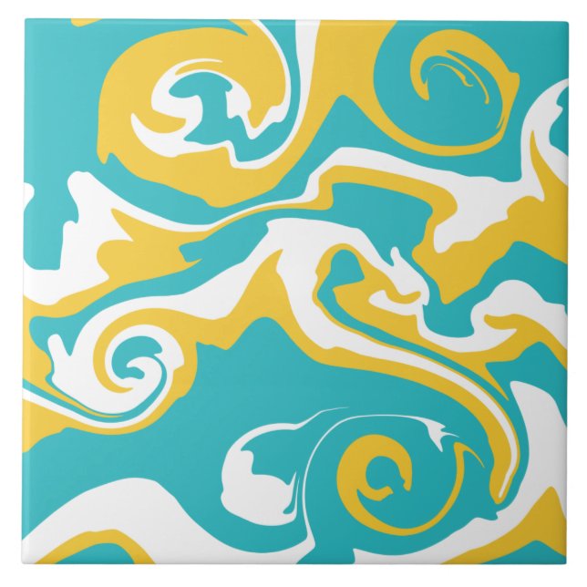 Carreau Déversement - Turquoise et Jaune (Devant)