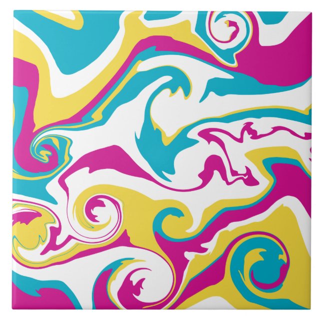 Carreau Déversement - Turquoise, Jaune, Rose et Blanc (Devant)