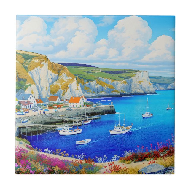 Carreau "Devon Harbour Dreamscape" - Un paysage marin angl (Devant)