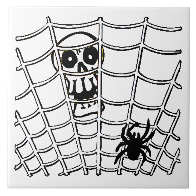 Carreau d'Halloween Araignée dans une Toile avec C (Devant)