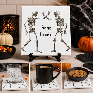 Carreau d'Halloween squelette Têtes osseuses
