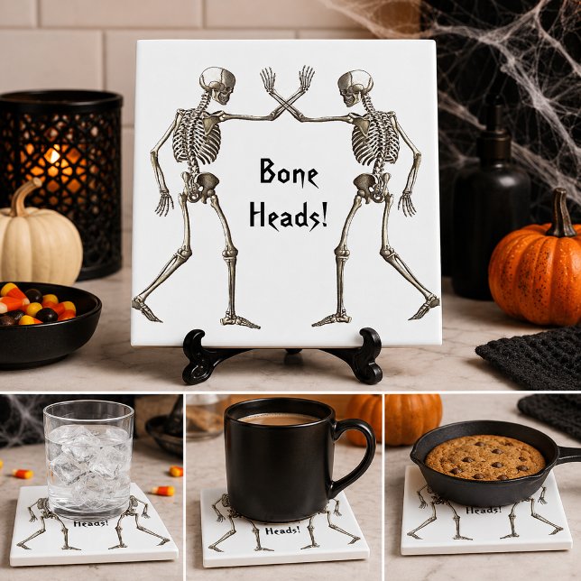 Carreau d'Halloween squelette Têtes osseuses (Bone Heads Skeleton Halloween Tile)