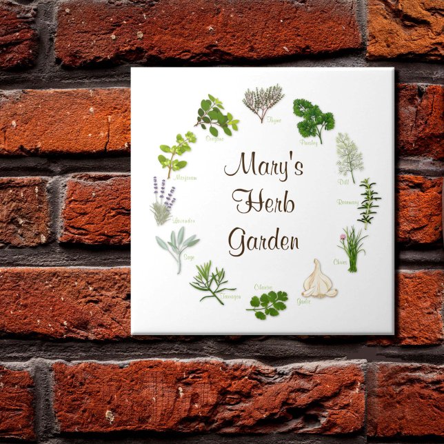 Carreau d'herbe pour votre jardin d'herbes (Ceramic Herb Tile for your Herb Garden decor! Fragrant, flavorful herbs and spices.)