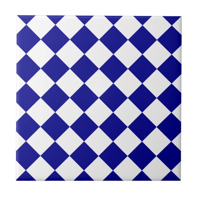 Carreau Diag Checkered - blanc et bleu-foncé (Devant)