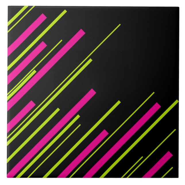 Carreau Diagonales en vert citron, rose et noir (Devant)