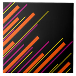 Carreau Diagonales - Noir, rose, orange et jaune