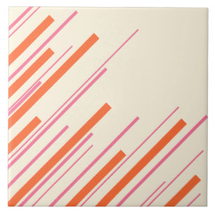Carreau Diagonales - rose, orange et crème