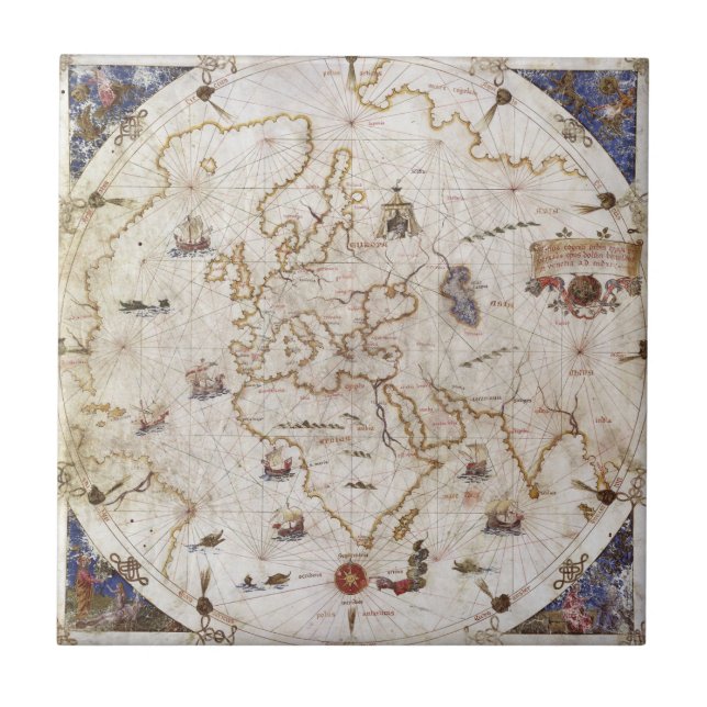 Carreau Diagramme de Portolan du monde | 1519 (Devant)