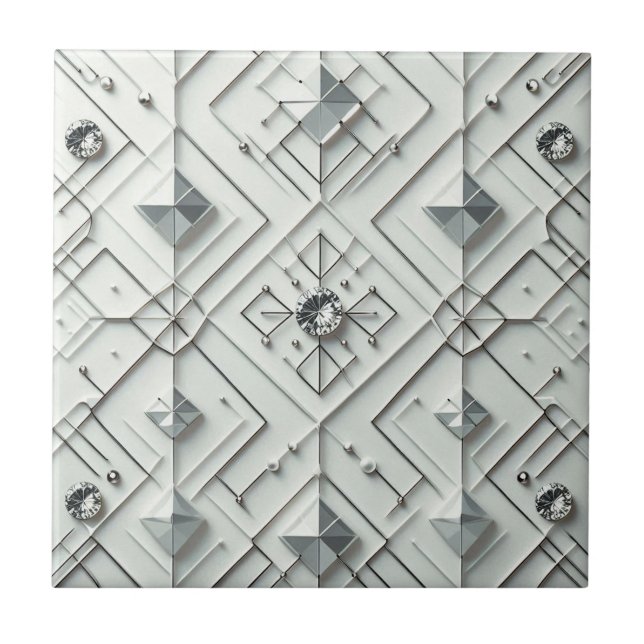 Carreau Diamant Blanc Mid Century Modern  (Devant)