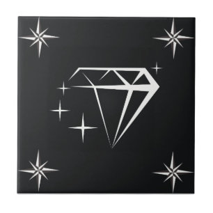 Carreau Diamant et Motif étoilé noir