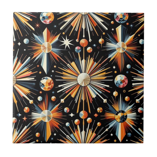Carreau Diamant Orange Mid Century Moderne  (Devant)