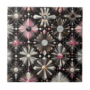 Carreau Diamant Rose Moderne du Milieu du XXe Siècle