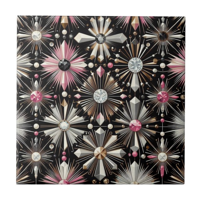 Carreau Diamant Rose Moderne du Milieu du XXe Siècle  (Devant)