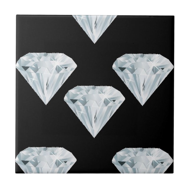 Carreau Diamants brillants argentés sur noir (Devant)