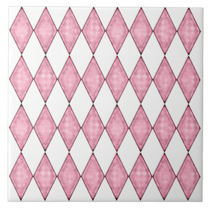 Carreau Diamants classiques de couleur rose pâle sur blanc