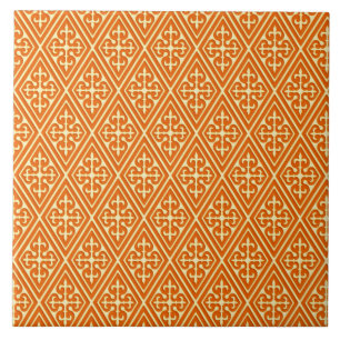 Carreau Diamants damassés médiévaux, mandarine orange