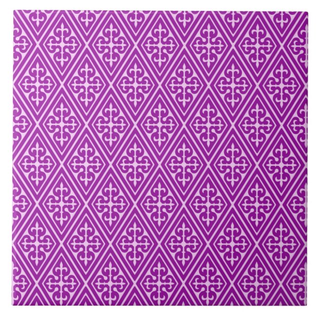 Carreau Diamants damassés médiévaux, violet améthyste (Devant)