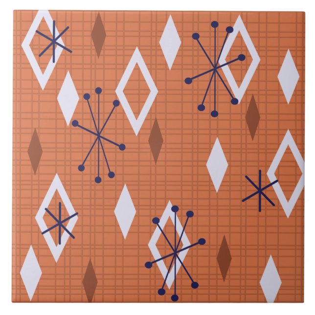 Carreau Diamants du milieu du siècle Starbursts Burange Or (Devant)