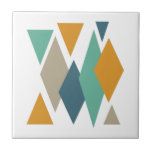 Carreau Diamants et triangles funky Moderne du milieu du s<br><div class="desc">Ajoutez une touche de couleur à votre décor avec ces diamants funky et triangles en céramique. Il présente des couleurs vives et audacieuses,  turquoise,  bleue,  orange et bronzette.</div>
