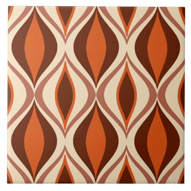 Carreau Diamants modernes du milieu du siècle, Brown, beig (Devant)