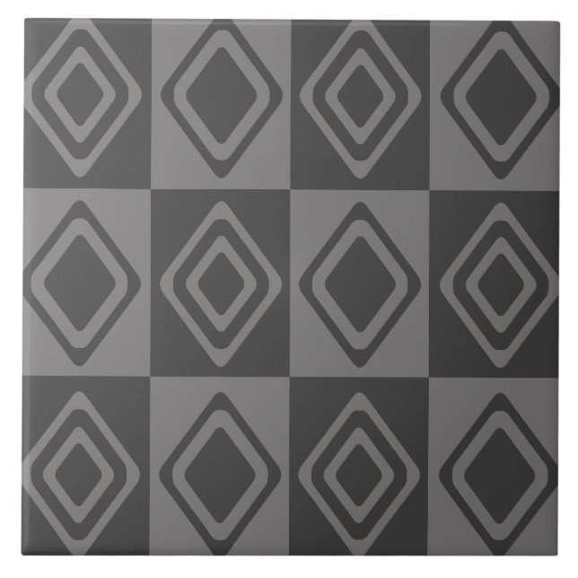 Carreau Diamants modernes du milieu du siècle gris (Devant)
