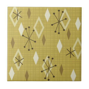 Carreau Diamants modernes du milieu du siècle Jaune