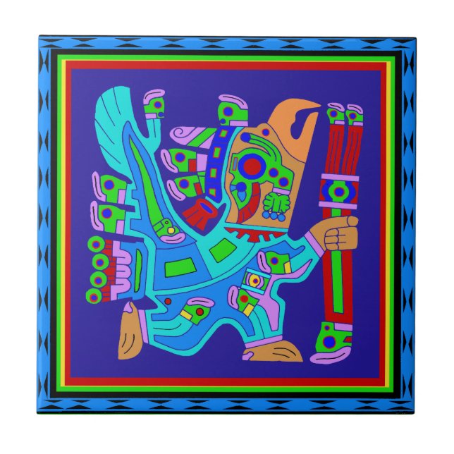 Carreau Dieu guerrier aigle aztèque (Devant)