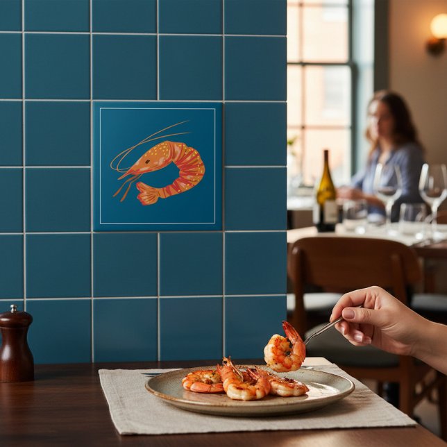 Carreau d'illustration de crevettes orange fruits  (Créateur téléchargé)