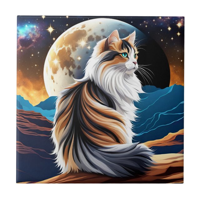 Carreau Dilute Calico Chat et Lune du désert (Devant)