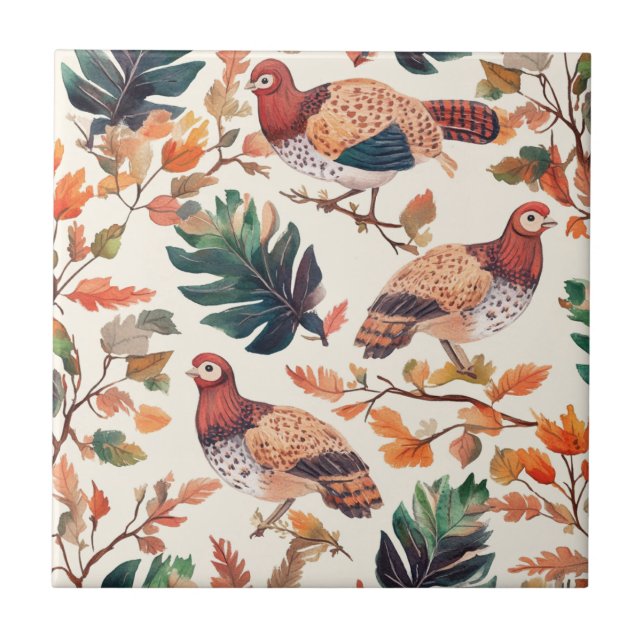 Carreau Dinde de Thanksgiving Plume Automne Motif (Devant)