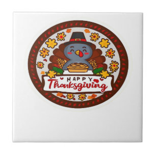 Carreau Dinde Kawaii Mignonne - Joyeux Thanksgiving T-shir