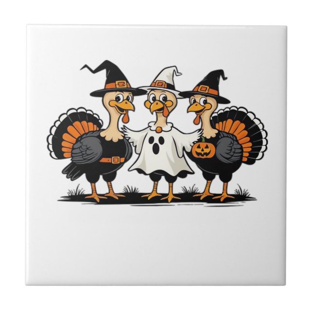 Carreau Dindon Halloween Boo, Dinde de Thanksgiving, Dindo (Devant)