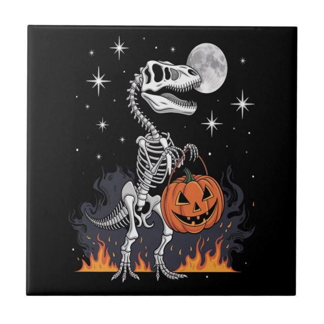 Carreau Dinosaure d'Halloween Spooky Saurus (Devant)