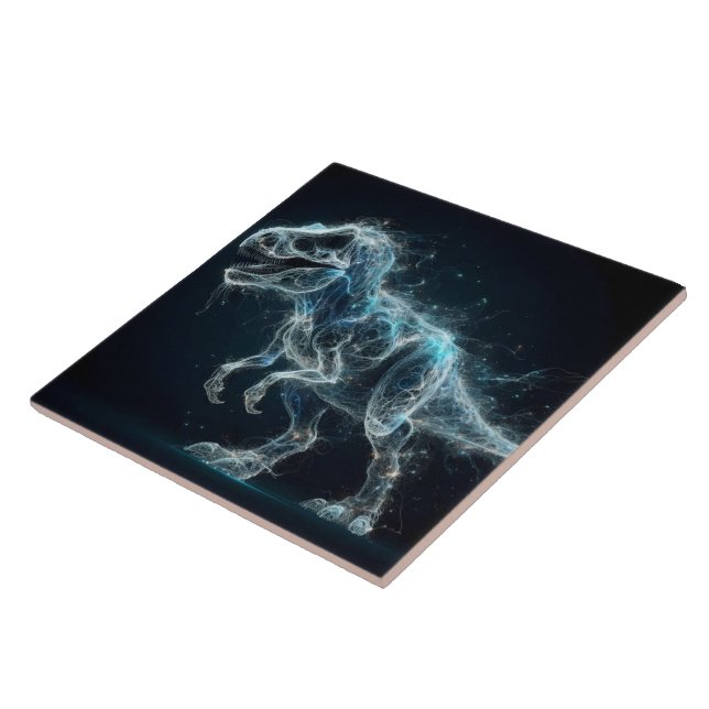 Carreau Dinosaure éthérique dans un cadre mystique (Côté)