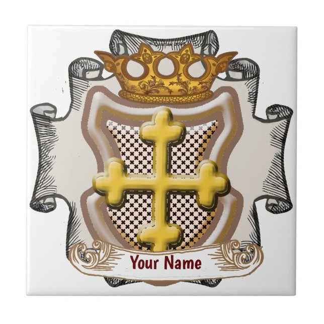 Carreau Dios Cross Nom de famille mosaïque personnalisée (Devant)