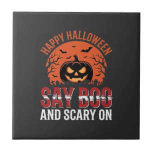 Carreau Disons Boo Citrouille de Halloween Design_1