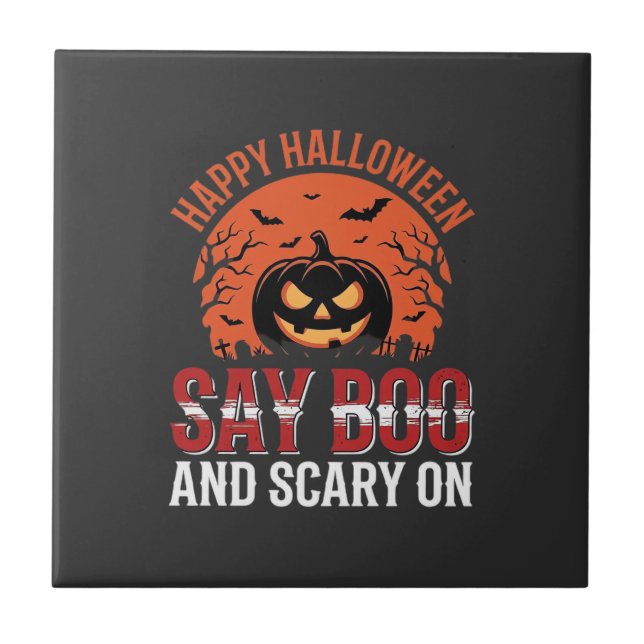 Carreau Disons Boo Citrouille de Halloween Design_1 (Devant)
