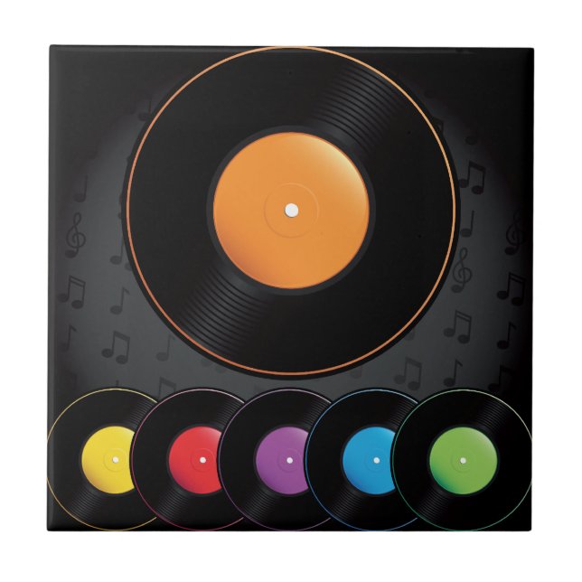 Carreau Disques de Tourne-disque dans des couleurs vives (Devant)