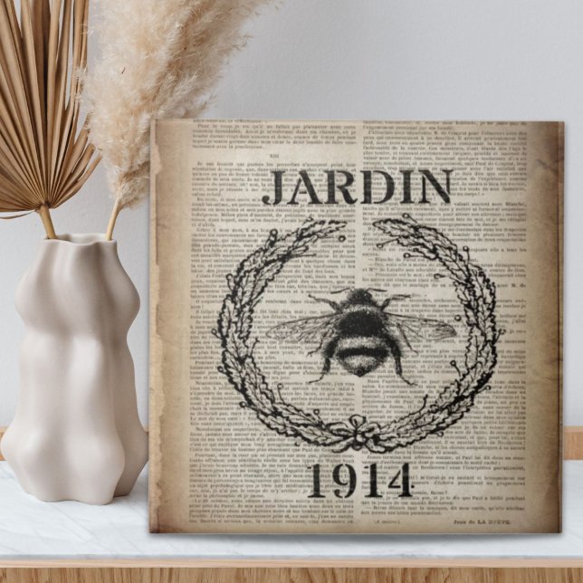 Carreau ditionary print frentry vintage bee (dictionary print french country vintage bee ceramic tile)